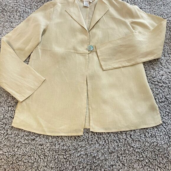 MAX STUDIO S Cream 100% linen Longline slit blazer - Picture 1 of 12